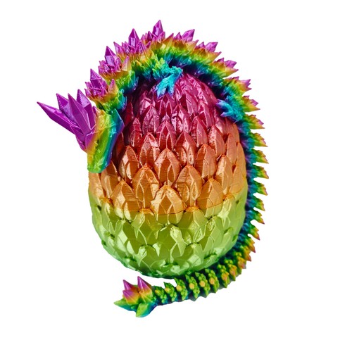 Drago di cristallo prismatico articolato stampato in 3D con uovo - 12 pollici - ROSA - Foto 5 di 8