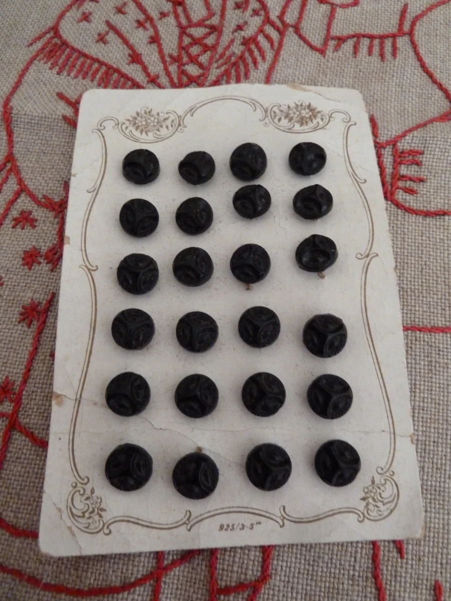 Anciens Boutons En Jais Noir Facetté - Lot De 9 Pièces Uniques Pour Création Artisanale
