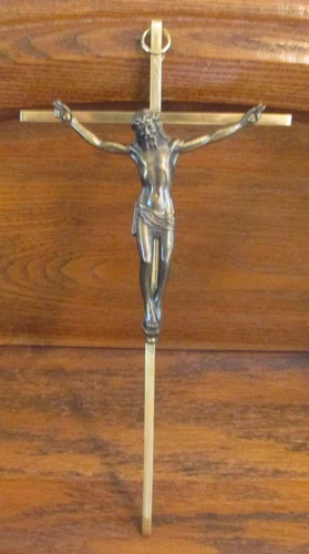 ****** 10" BRASS & BRONZED CRUCIFIX ******