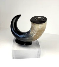 Genuine Polished Water Buffalo Horn Candlestick, Candleholder
