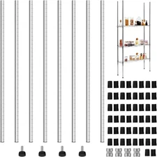 Set of 4 Wire Shelving Poles Including 8 Pcs 36'' Poles and 50 Pcs Shelf Clips,