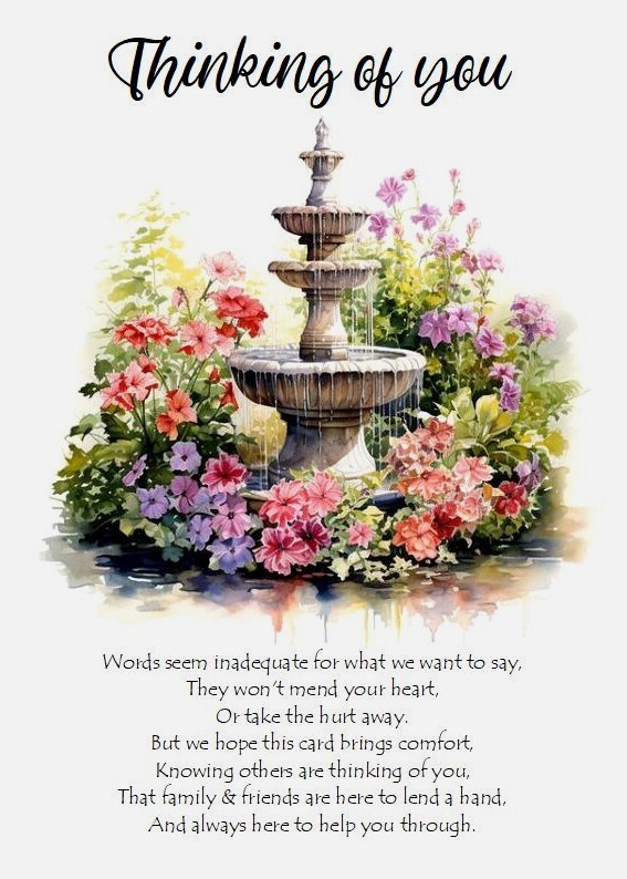 Thinking Of You A5 Card Sentimental Sympathy Condolence 