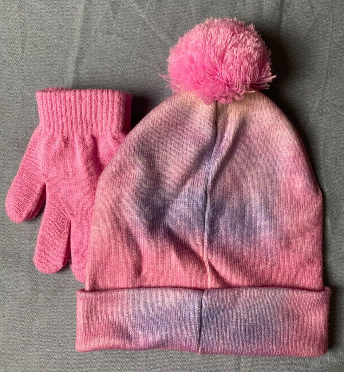 Set guanti e cappello My Little Pony bambina pom decalcomania rosa tie dye NUOVO