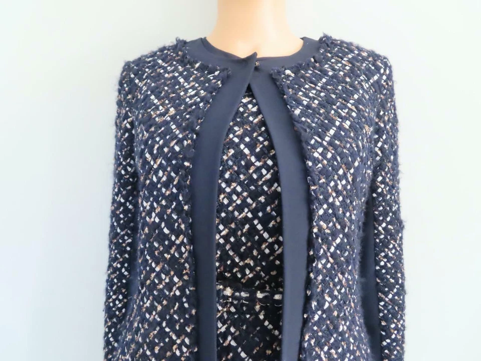 Oscar de la Renta темно-синий/разноцветный твидовый пылесос/куртка/блейзер США 6 - Изображение 3 из 4