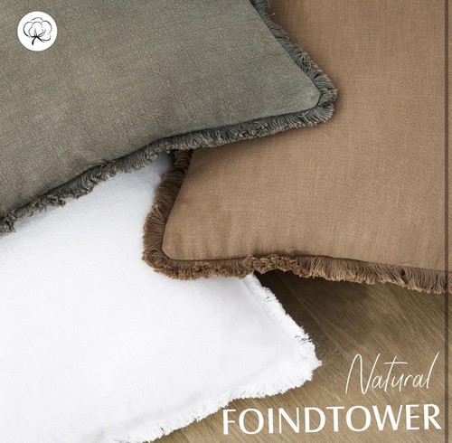 New! Foindtower Set of 2 Decorative Linen Fringe Throw Pillow Covers, Brown - Picture 4 of 12