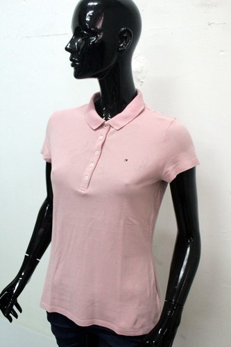 Tommy Hilfiger Polo Donna Taglia L Maglietta Rosa Estiva Cotone Maglia T-shirt - Foto 7 di 11