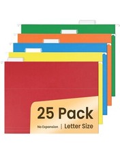 Hanging File Folders Assorted Colors, 25 Pack File Folders Letter Size