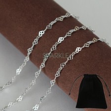 3MM Real 925 Sterling Silver Necklace Long Heart Chain Stamped Italy 14-28inch