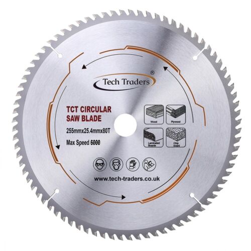 TCT Circular Wood Blade 255mm x 80T fits Evolution Rage Saws 25.4mm Bore - Picture 1 of 4