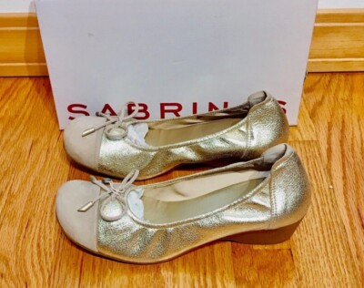 New Sabrinas White Gold Leather Woman Shoe Made in Spain size 38 