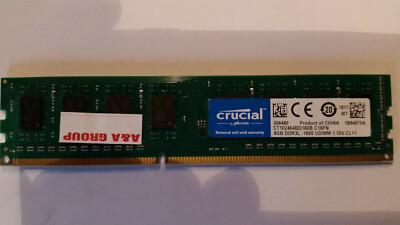 Barrette RAM Crucial 8 Go DDR3L 1600 MHz CL11 Pour PC De Bureau - CT102464BD160B (1.35V, Non-ECC, UDIMM 240 Broches)