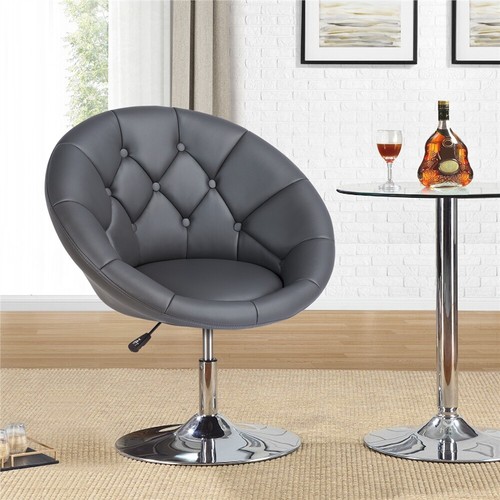 Barstool Height Adjustable Bar Chair PU Round Tub Chair Swivel Vanity Chair - Picture 37 of 83