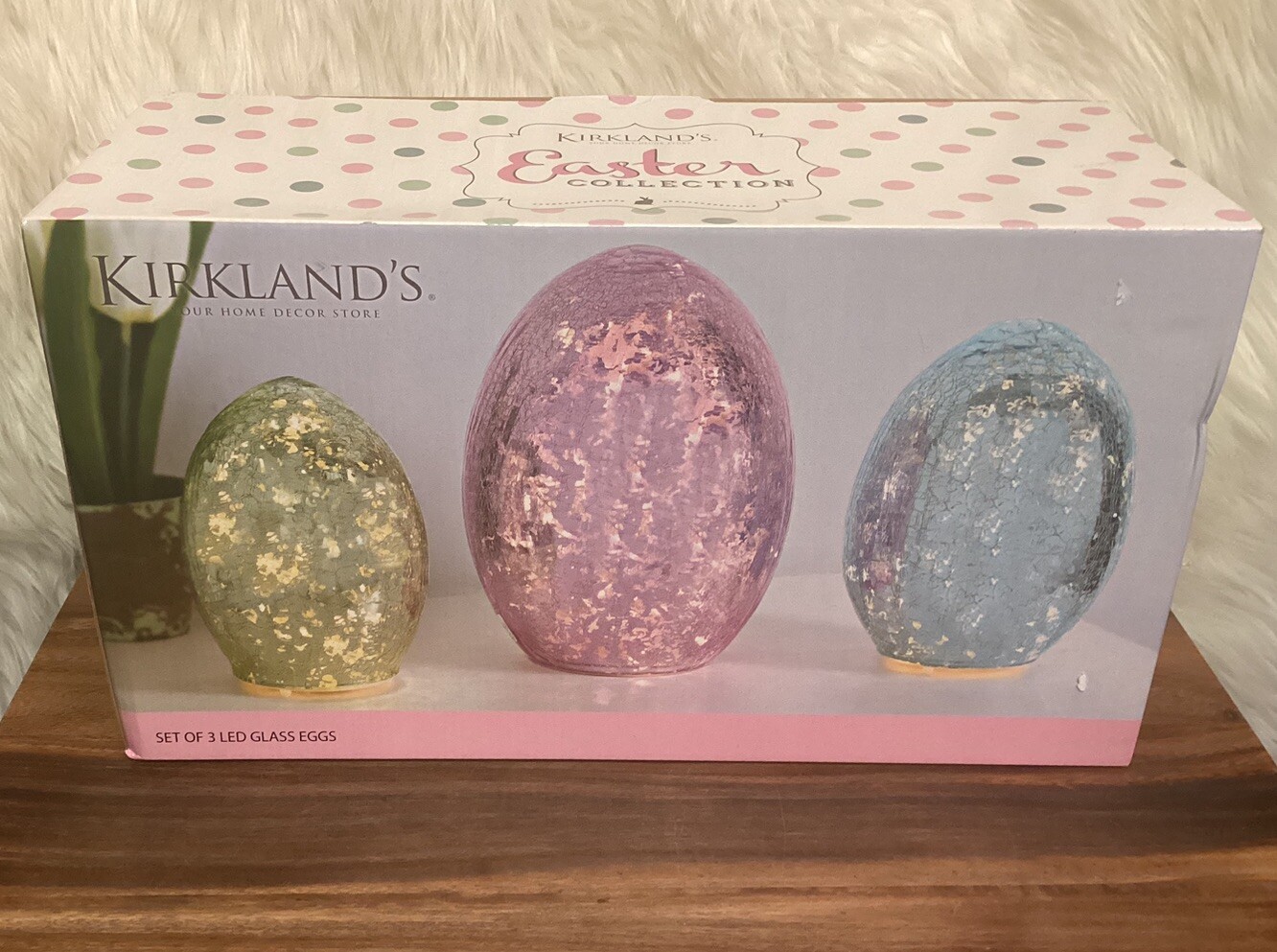 NEW Kirklands Set/3 EASTER Spring Pastel LED LightUp Mercury Glass