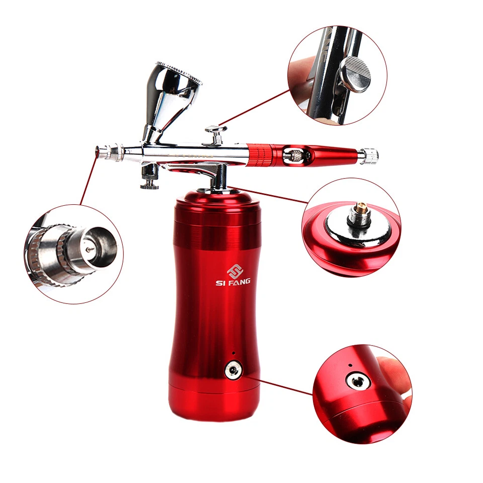 Portable Mini Airbrush Kit Dual Action Air Brush Spray Gun Set Paint Art Tattoo - Image 3 of 4