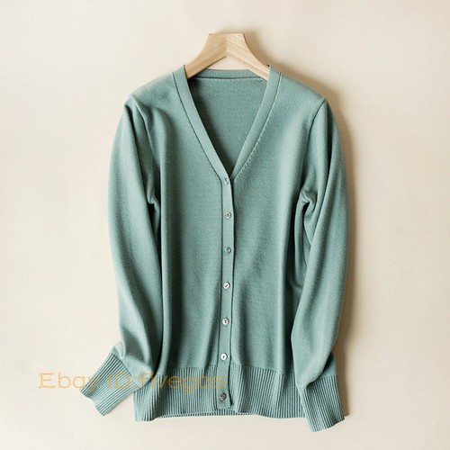 Women's Wool Blend V-neck Sweater Coat Long Sleeve Button Stretch Cardigan Top - Bild 9 von 37