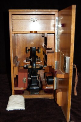 Antique Ernst Leitz Microscope 217140 & Accessories Germany Brass 3 Objectives