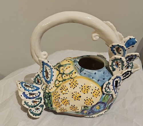 Heather Goldminc Blue sky Pottery 2013 Peacock Teapot - Picture 2 of 4