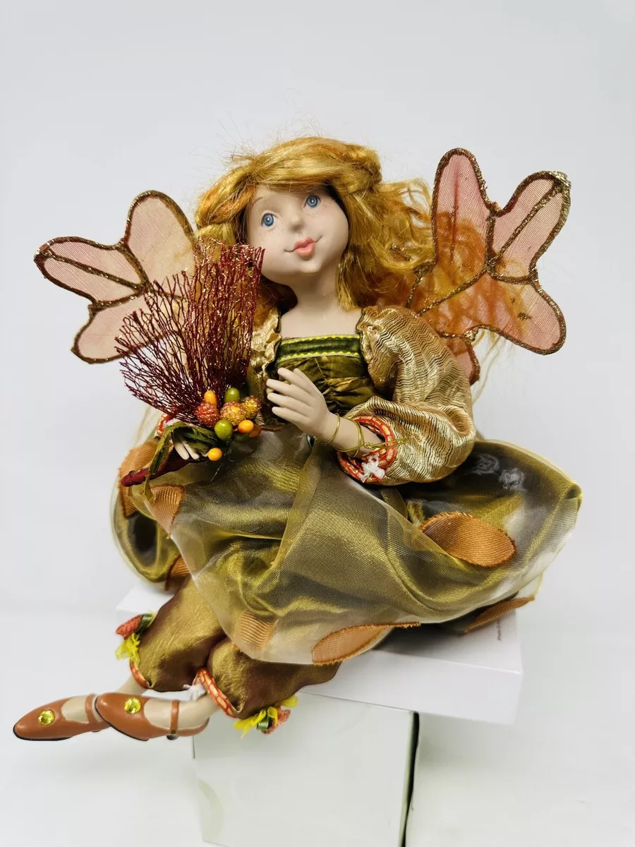 Rare Mythical Enchanted Autumn Fairy Pixie Fantasy Shelf Sitting Winged Doll EUC