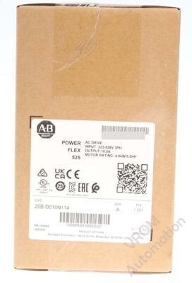 New Sealed Allen Bradley 25B-D010N114 /A PowerFlex 525 480V 10A 5HP IP20 NEMA