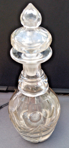 11½" Victorian Cut Glass Bludgeon Decanter Hand Blown with Hollow Stopper VGC - Picture 6 of 19