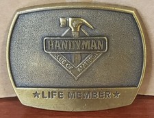 Handyman Club of America Life Member Vintage 1996 Brass Tone Belt Buckle