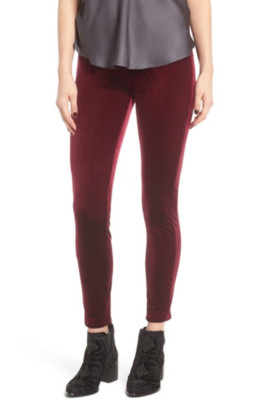BLANKNYC Womens Burgundy Lush Velvet High Rise Skinny Pants Size 28 L28803