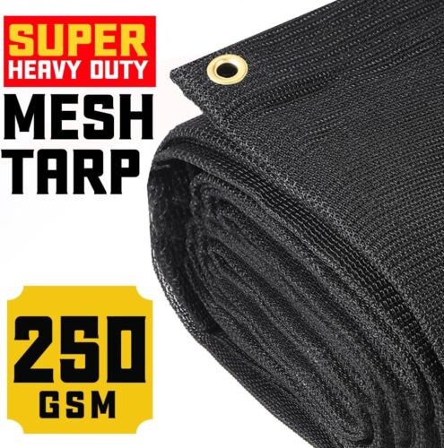 60% Black Shade Cloth, 20'x20', Heavy Duty Mesh, Grommets for Sun Protection - Picture 2 of 8