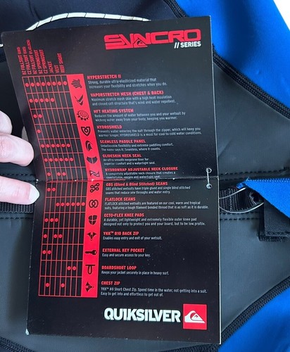 Quicksilver Syncro Shorty Shortie Surf Wetsuit Black Blue Hyperstretch Size 14 - Picture 5 of 8