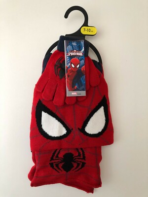 Spiderman Hat, Scarf And Gloves Set, 7 