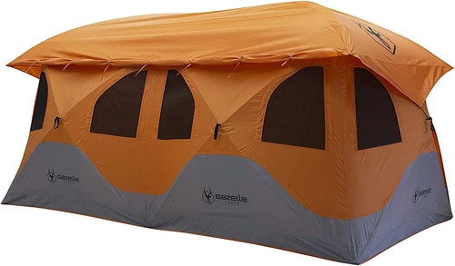 Gazelle Tents T8 Hub Tent, Easy 90Secs Set-Up Waterproof 8-Person, Sunset Orange
