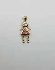 BIRTHSTONE BABY Charm Pendant 24k Yellow Gold Plated all months Boy and Girls