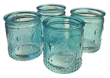 Kate Aspen Vintage Blue Glass Tea Light Holders (Set of Four)
