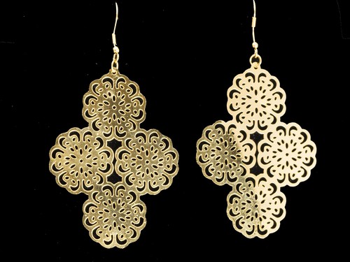 WOMEN'S ALL 3 SETS STAINLESS STEEL DANGLE HOOK/ POST EARRINGS SILVER/GOLD FINISH - Picture 9 of 10