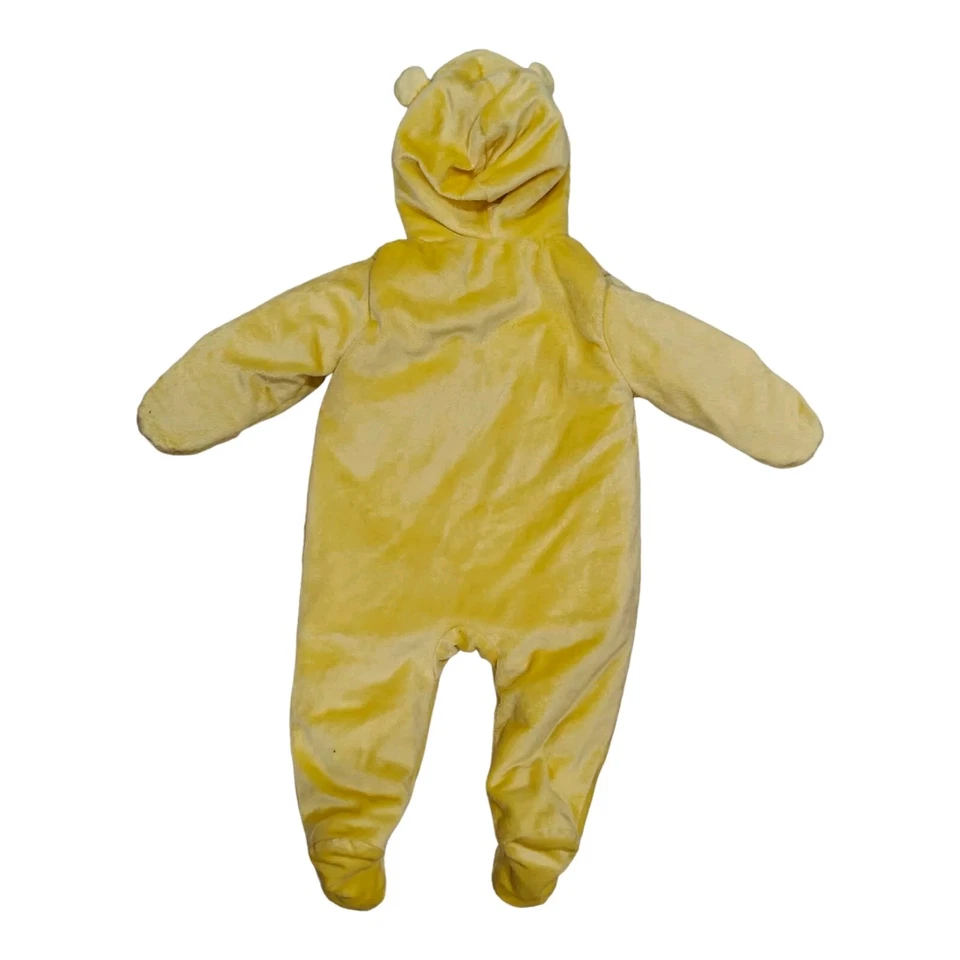 Disney Winnie the Pooh Peluche Con Capucha Una Pieza Amarillo Cremallera Bordado Talla 6-9 Mo Foto 2 de 4
