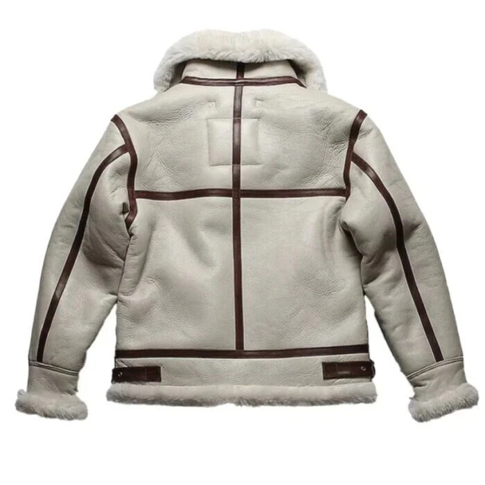 Chaqueta de cuero de piel de oveja de motocicleta de doble cuello de piel de oveja para hombre... Foto 2 de 2