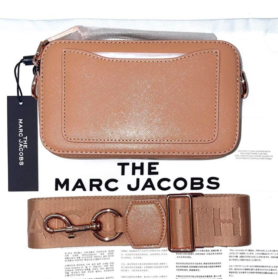 Marc Jacobs Snapshot Bag In Baby Pink And Red Leather With Polyurethane  Coating