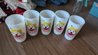 Set of 5 Vintage HAZEL ATLAS Milk Glass Clown Glasses Tumblers MCM