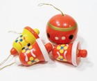 Erzgebirge Germany Bells Ball Hand Painted Wooden Wood Vntg Christmas Ornaments — photo 5