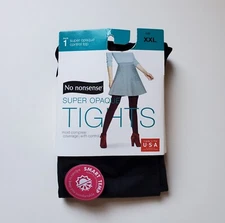 No Nonsense Super Opaque Tights Black Size XXL Control Top Plus Size 1 Pair 