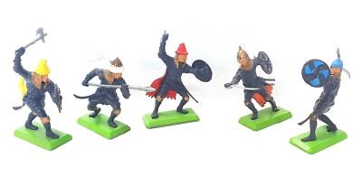 5x Britains Ltd 1:32 Deetail MEDIEVAL TURKS BYZANTIUM KNIGHT Figure Set MINT`80!