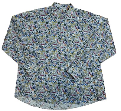 ALAN FLUSSER (Men's XL) Multicolor All Over Animal Print Horses Deer Foxes Birds