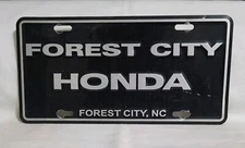 License Plate Forest City Honda Car Dealership North Carolina Advertising Black