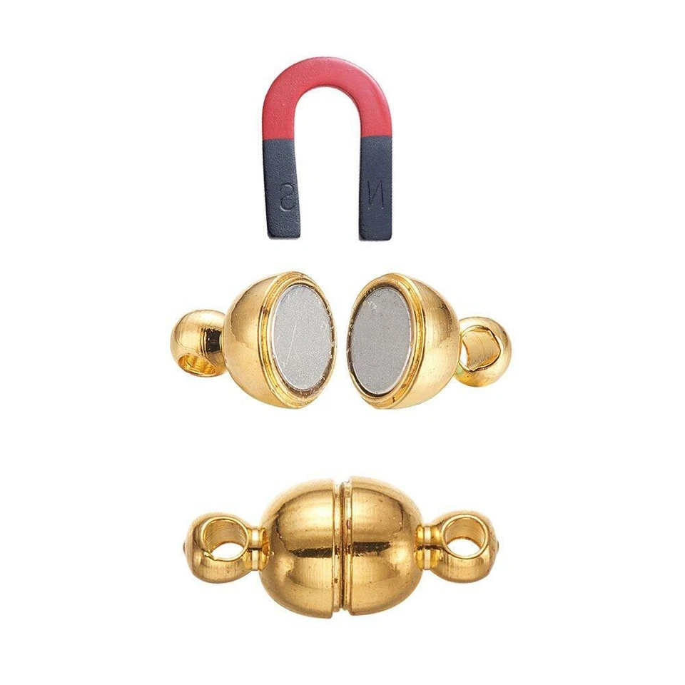 100 Random Brass Magnetic Clasps Smooth Oval Nickel Free Converter Closure 11mm - Image 2 of 4