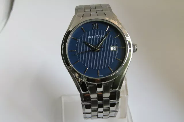 Titan Quartz Analog with Date Blue Dial Stainless Steel Strap Watch for Men