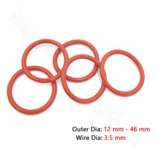 3.5 mm Silicone O-Ring Food Grade Rubber Seal Washer OD 12 mm - 46 mm Red O Ring