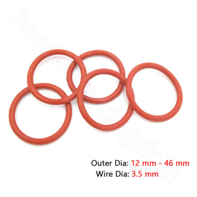 3.5 mm Silicone O-Ring Food Grade Rubber Seal Washer OD 12 mm - 46 mm Red O Ring