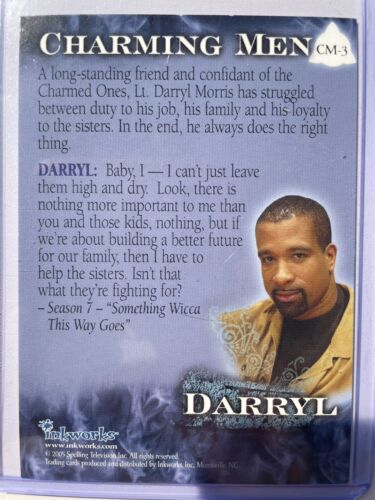2004 Charmed Connections Charming Men Card CM-3 Darryl INKWORKS - Picture 2 of 2