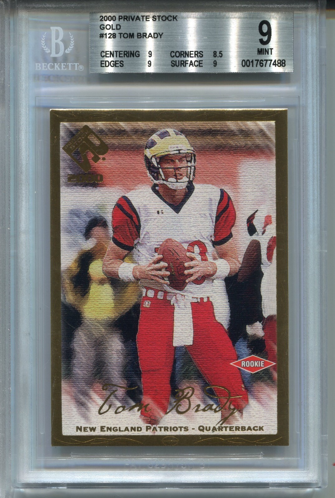 2000 Tom Brady Rookie Card Private Stock GOLD BGS 9 MINT Graded #128 166/181