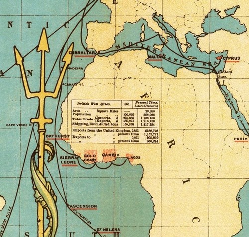 Vintage 1886 World Map; Imperial Federation British Empire; Canvas Wooden Hanger - Bild 10 von 15
