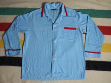VTG 70s Montgomery Ward Blue Red Cotton Poly Button Sleep Night Shirt Mens L